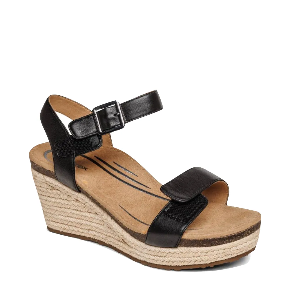 Aetrex Sydney Sandale Espadrille à Bride Quartier Femme en Noir