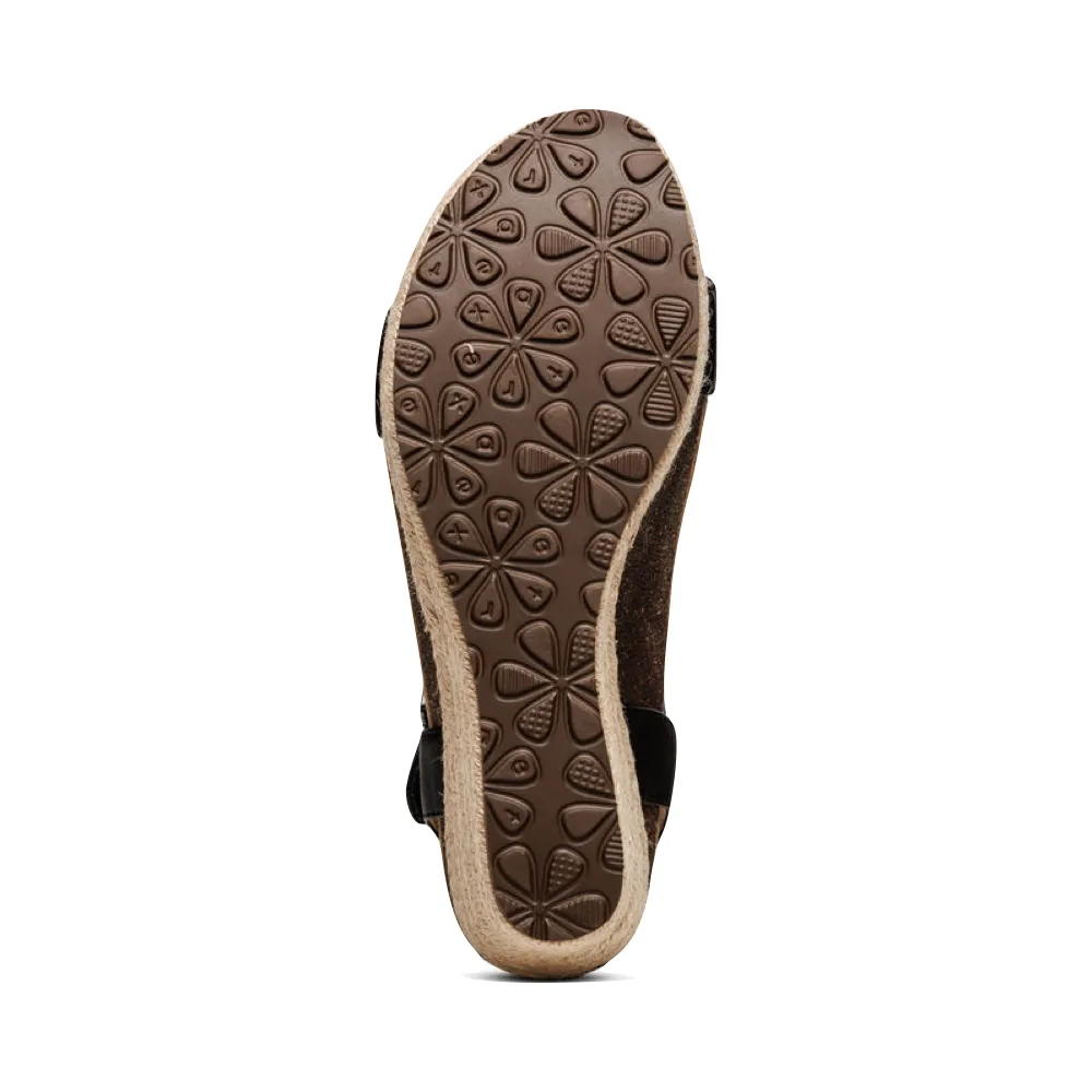 Aetrex Sydney Sandale Espadrille à Bride Quartier Femme en Noir
