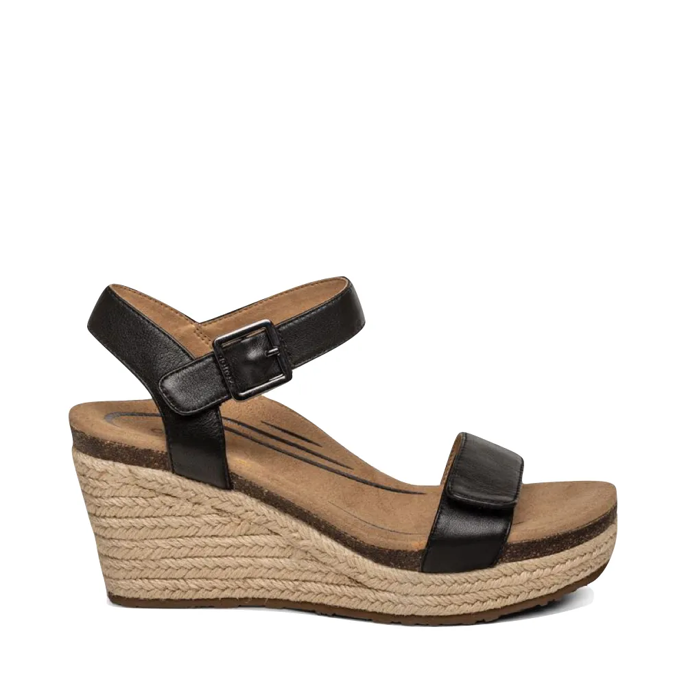 Aetrex Sydney Sandale Espadrille à Bride Quartier Femme en Noir