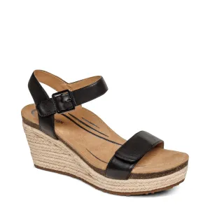 Aetrex Sydney Sandale Espadrille à Bride Quartier Femme en Noir