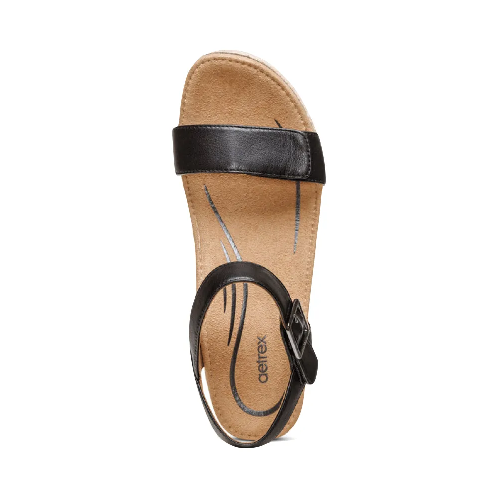 Aetrex Sydney Sandale Espadrille à Bride Quartier Femme en Noir