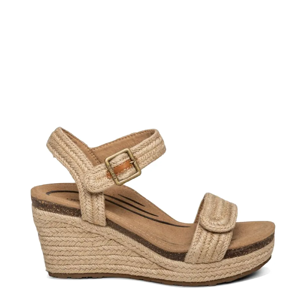 Aetrex Sydney Bride à Lanières et Semelle Espadrille Wedge pour Femme en Naturel