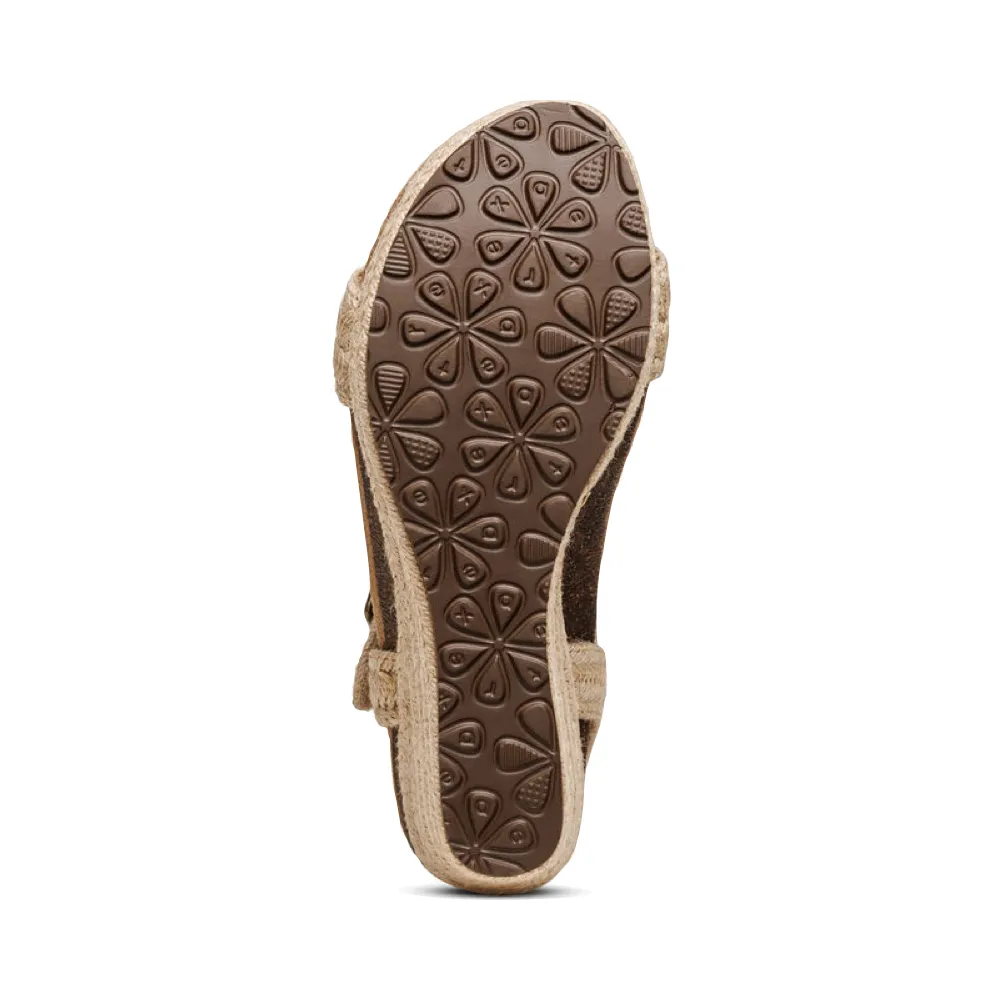 Aetrex Sydney Bride à Lanières et Semelle Espadrille Wedge pour Femme en Naturel