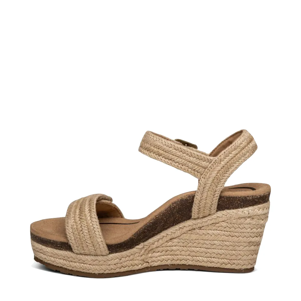 Aetrex Sydney Bride à Lanières et Semelle Espadrille Wedge pour Femme en Naturel