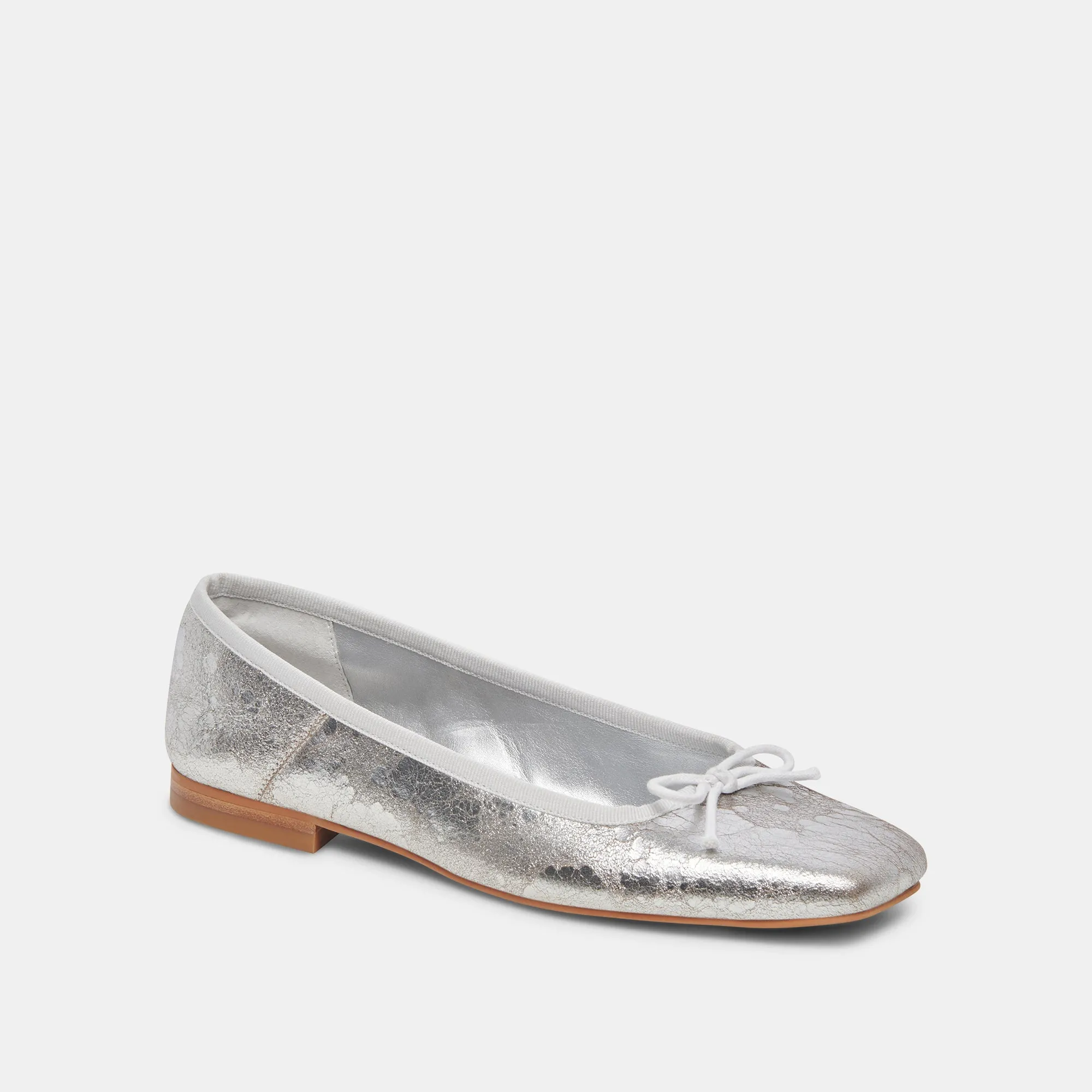 BALLERINES ANISA EN CUIR ARGENTÉ VIEILLI