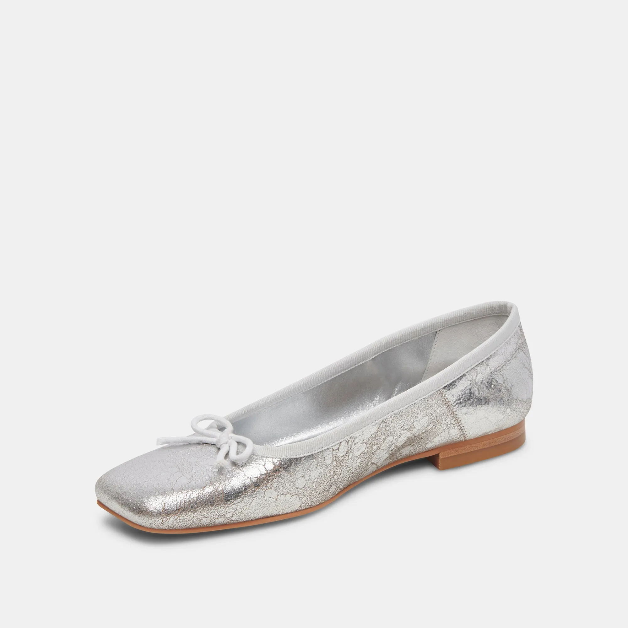 BALLERINES ANISA EN CUIR ARGENTÉ VIEILLI