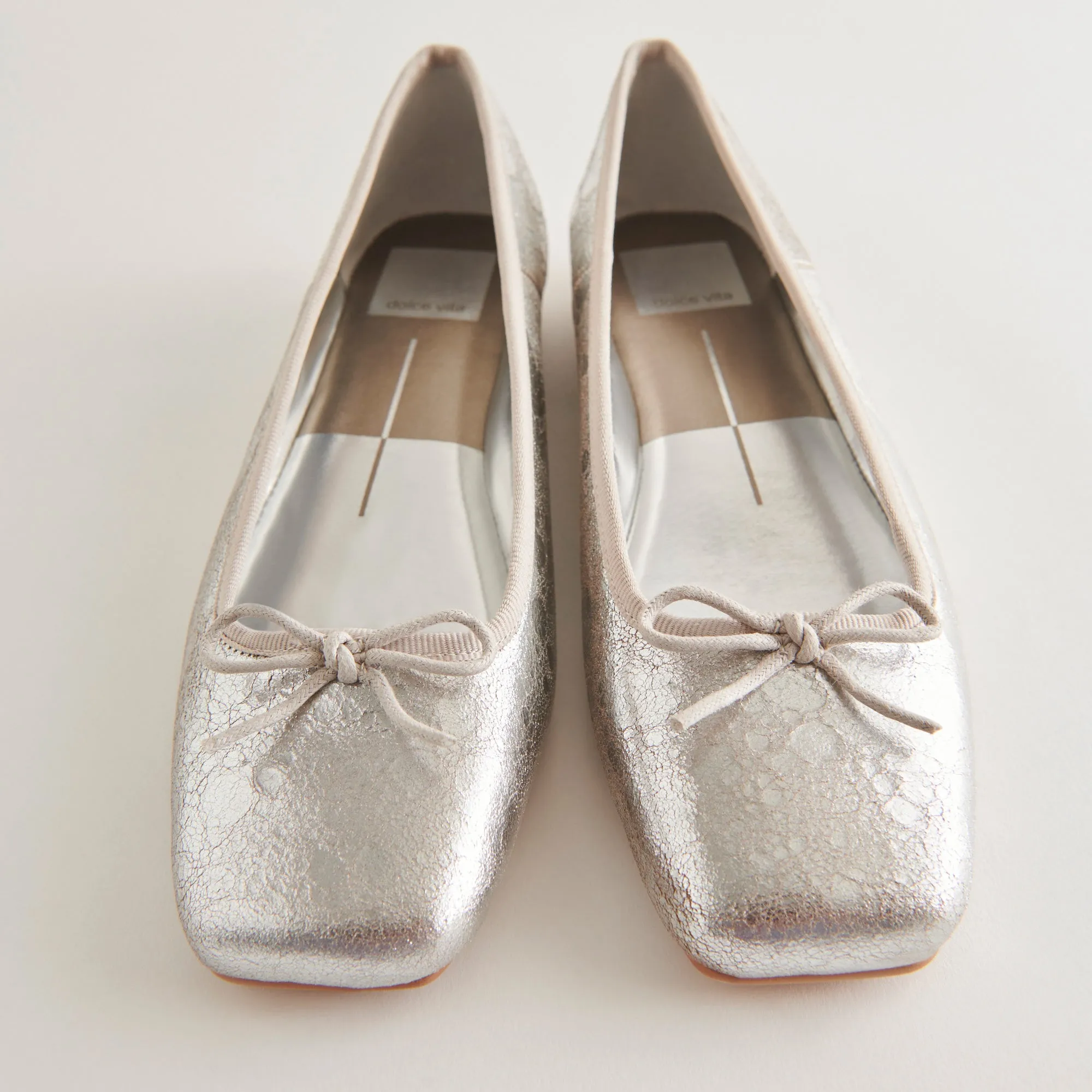 BALLERINES ANISA EN CUIR ARGENTÉ VIEILLI