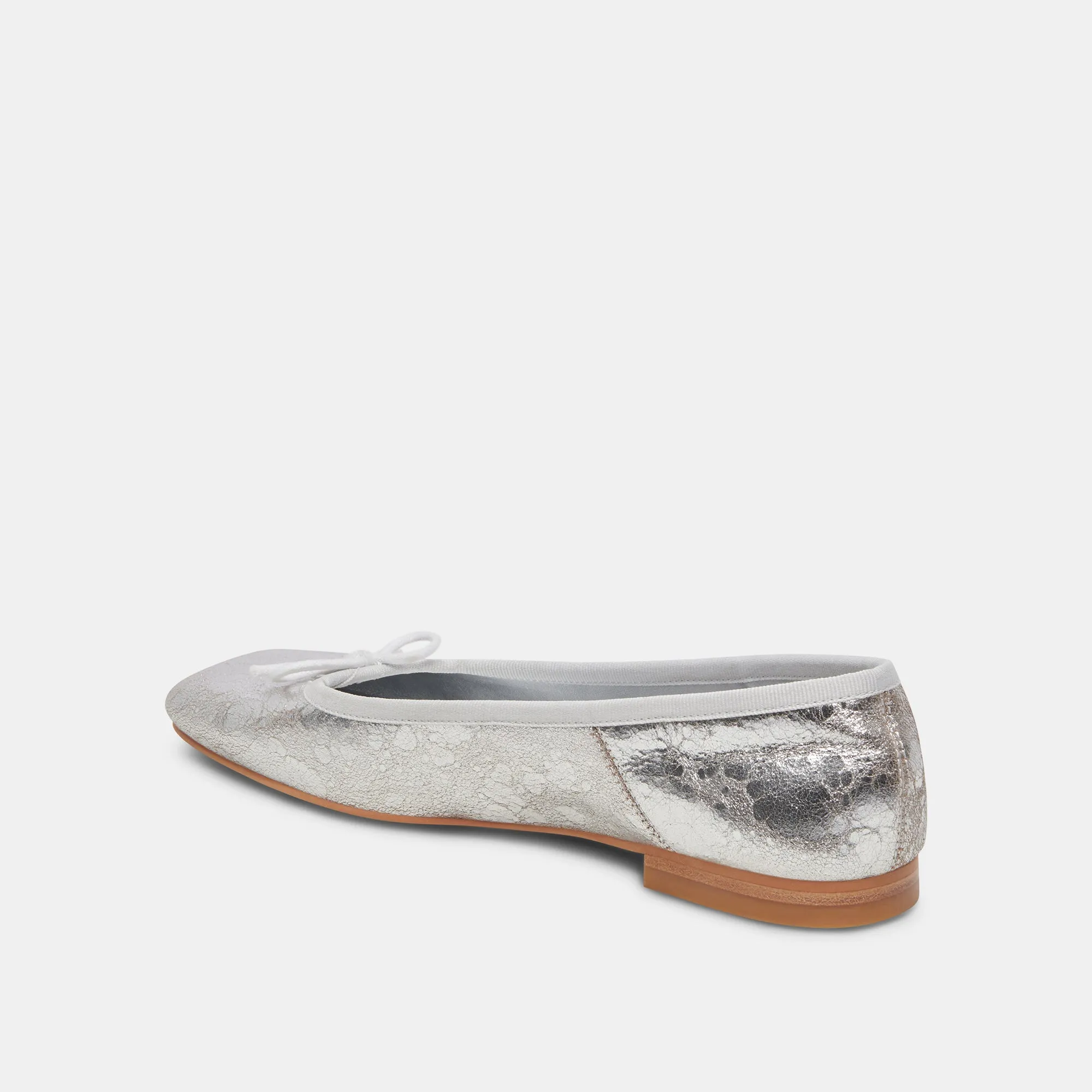 BALLERINES ANISA EN CUIR ARGENTÉ VIEILLI