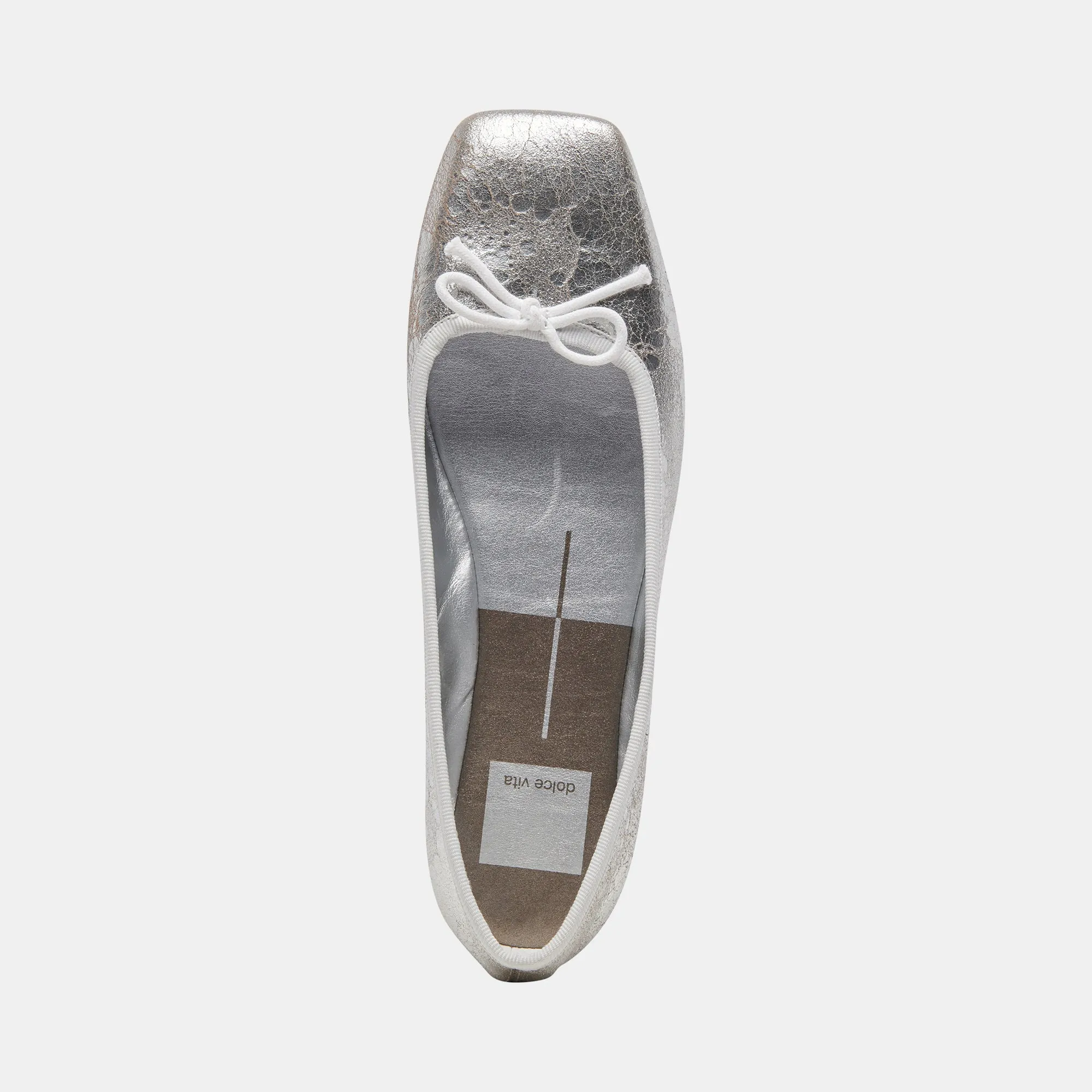BALLERINES ANISA EN CUIR ARGENTÉ VIEILLI