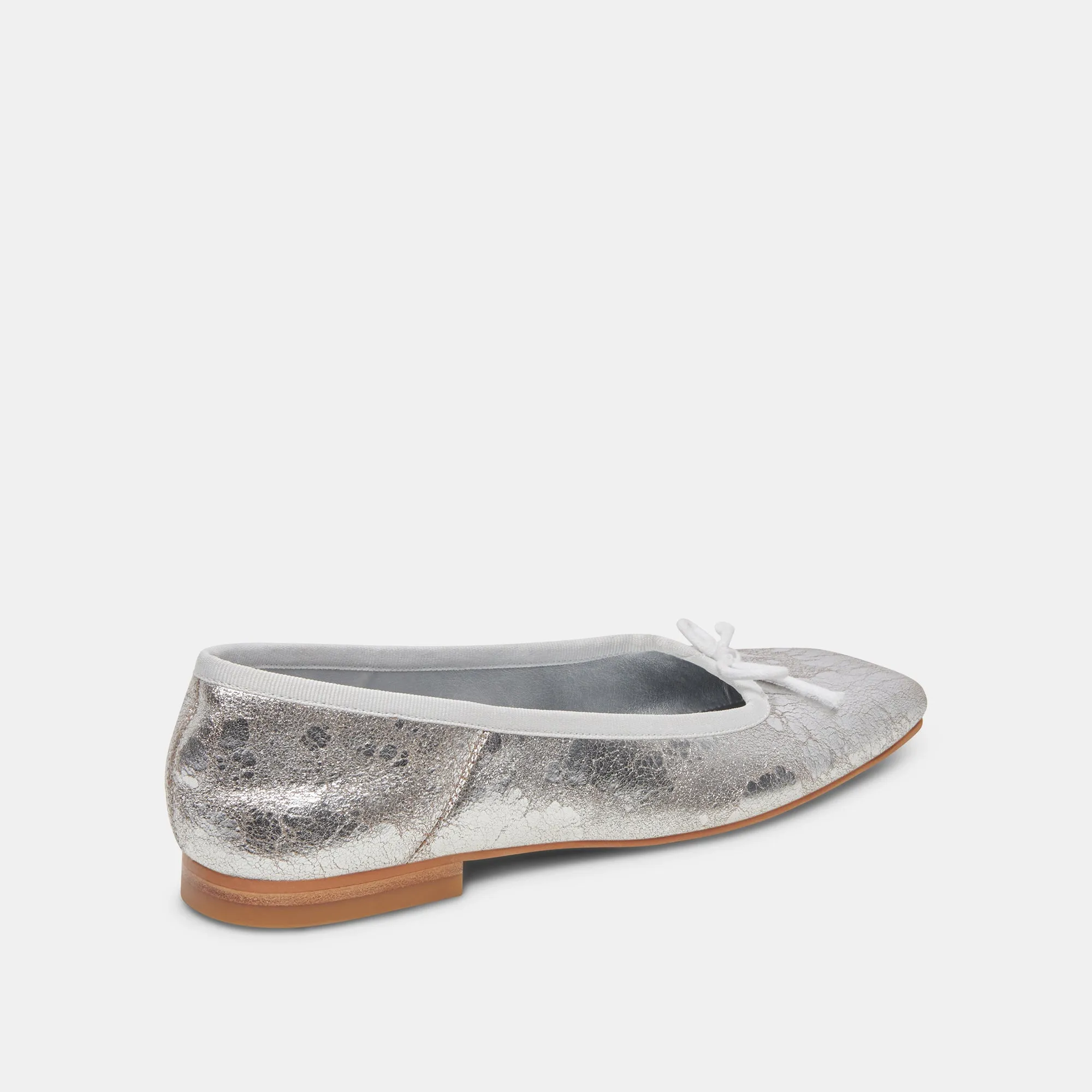 BALLERINES ANISA EN CUIR ARGENTÉ VIEILLI