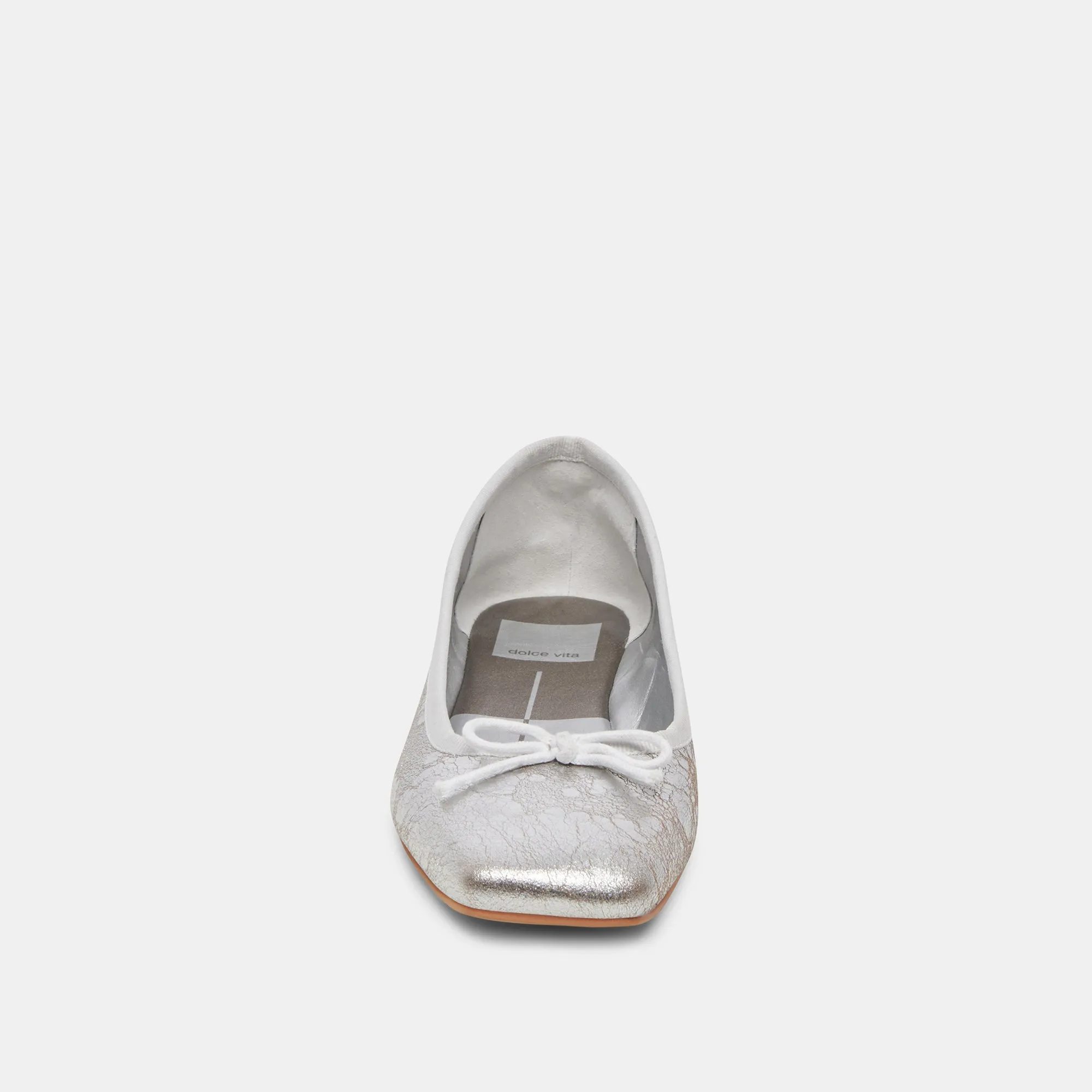 BALLERINES ANISA EN CUIR ARGENTÉ VIEILLI