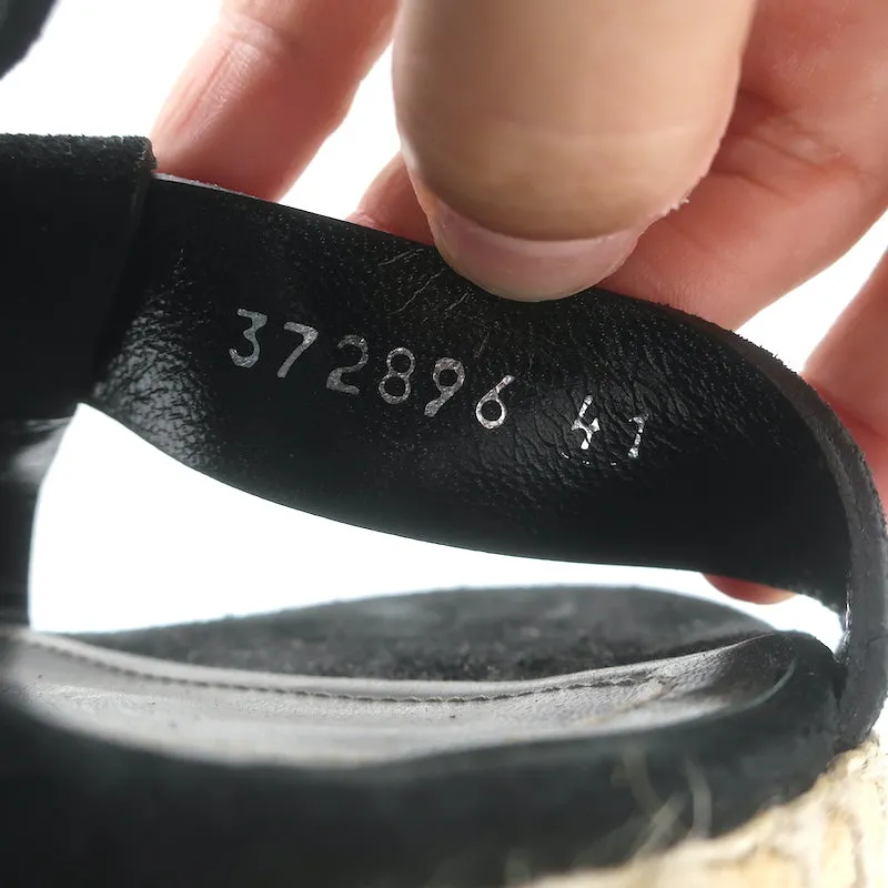 Balenciaga Sandales à Talons Compensés Espadrille en Suède Noir Taille 41 à Boucle et Lanière