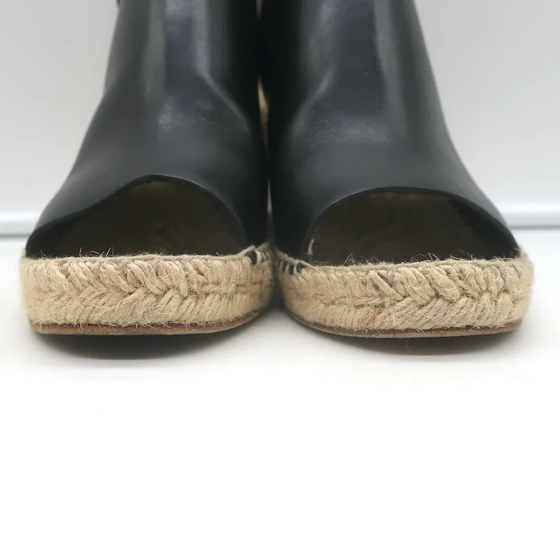 Celine Escarpins Slingback à Wedge en Cuir Noir Taille 37 Talons Ouverts