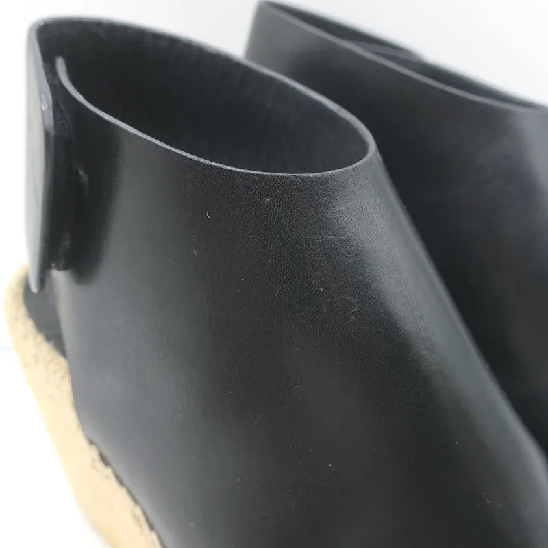 Celine Escarpins Slingback à Wedge en Cuir Noir Taille 37 Talons Ouverts