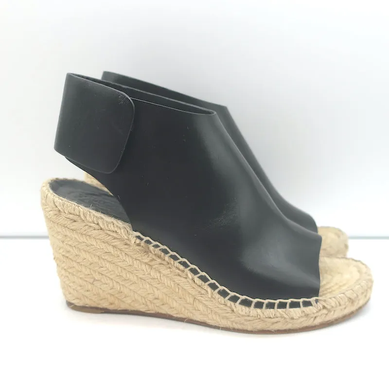Celine Escarpins Slingback à Wedge en Cuir Noir Taille 37 Talons Ouverts
