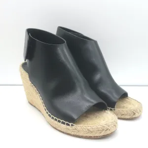 Celine Escarpins Slingback à Wedge en Cuir Noir Taille 37 Talons Ouverts