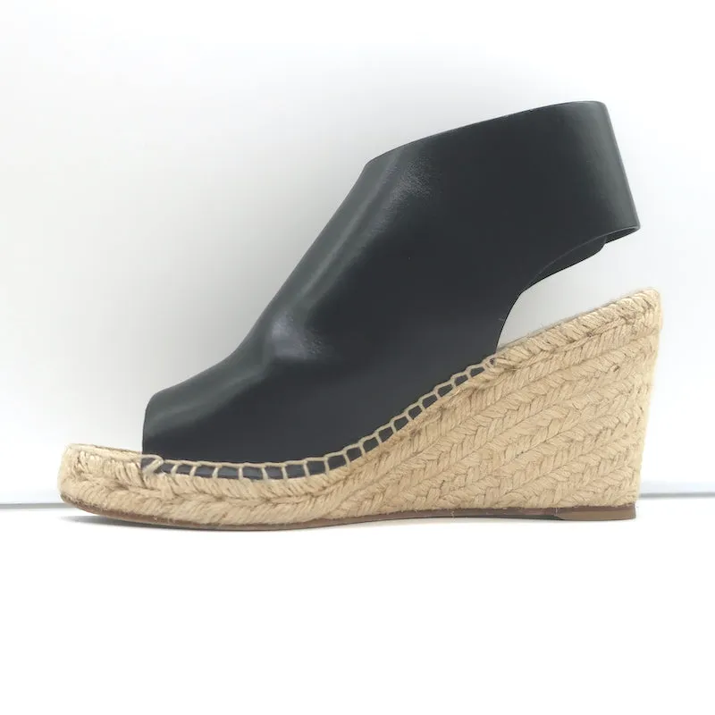 Celine Escarpins Slingback à Wedge en Cuir Noir Taille 37 Talons Ouverts
