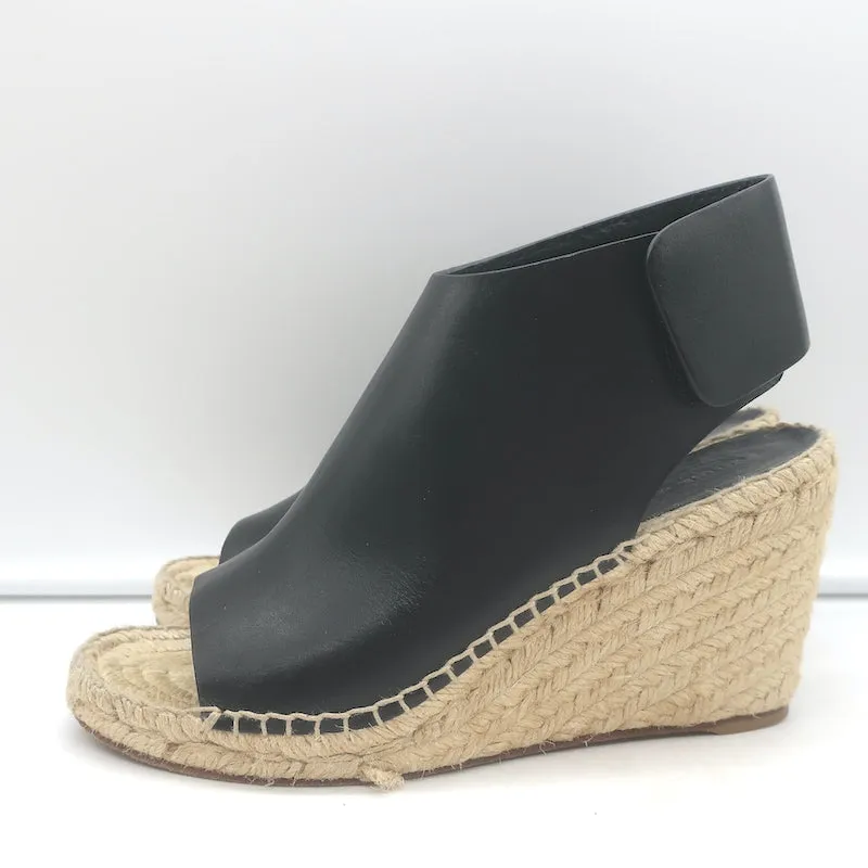 Celine Escarpins Slingback à Wedge en Cuir Noir Taille 37 Talons Ouverts