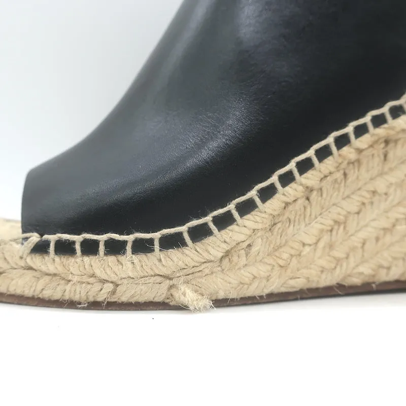 Celine Escarpins Slingback à Wedge en Cuir Noir Taille 37 Talons Ouverts