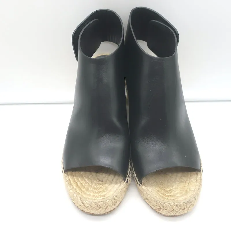 Celine Escarpins Slingback à Wedge en Cuir Noir Taille 37 Talons Ouverts