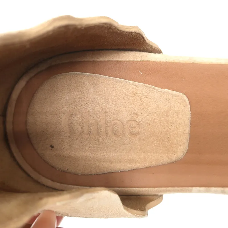 Chloé Lauren Sandales à Plateforme Espadrille à Bride Cheville en Suède Beige Taille 41