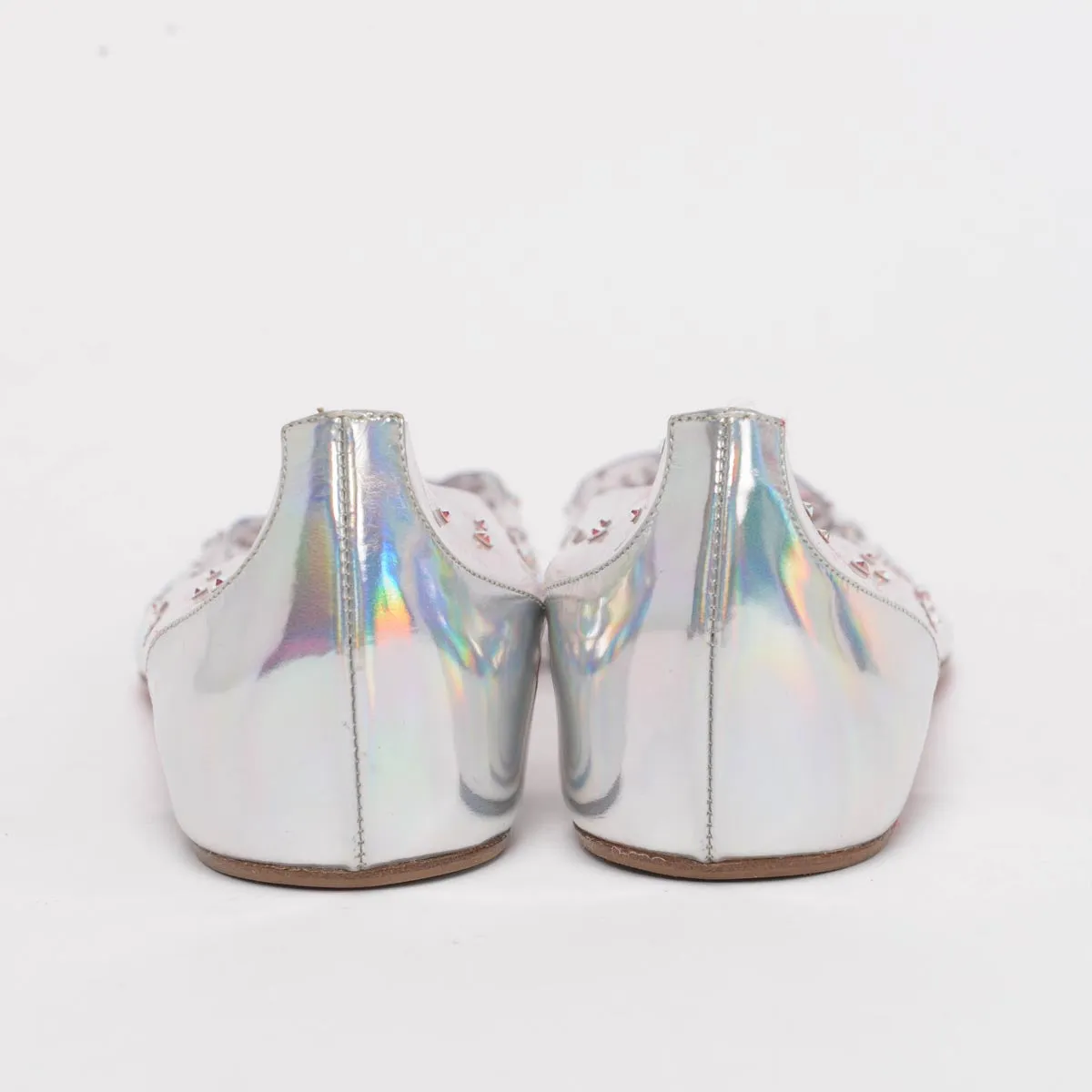 Christian Louboutin Escarpins plats Degrastrass en veau argenté scintillant & PVC taille 38.5
