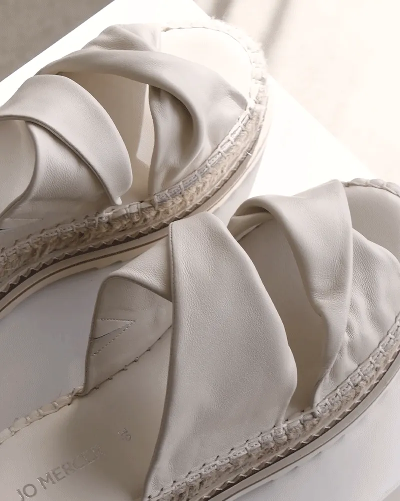 ELENA ESPADRILLES À LACETS EN CUIR BLANC
