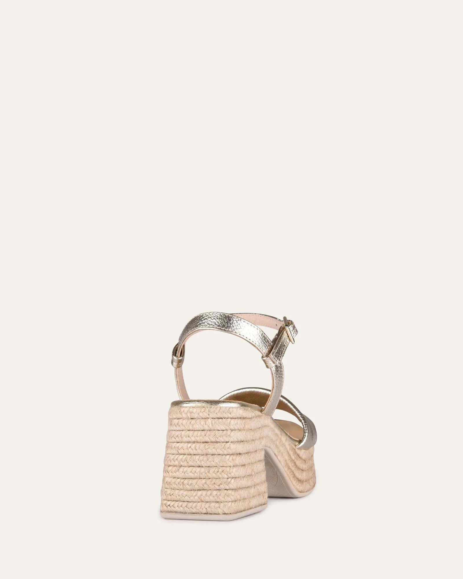 SANDALES ESPADRILLES À TALONS HAUTS FAIRFAX EN CUIR DORÉ