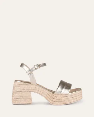 SANDALES ESPADRILLES À TALONS HAUTS FAIRFAX EN CUIR DORÉ