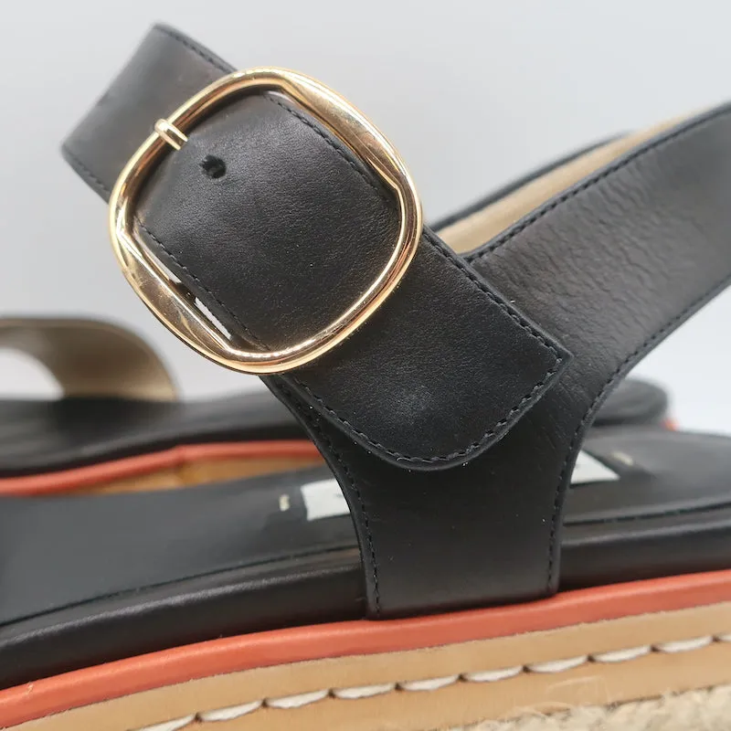 Gabriela Hearst Sandales Plateforme Espadrille en Cuir Noir Ryka Taille 36