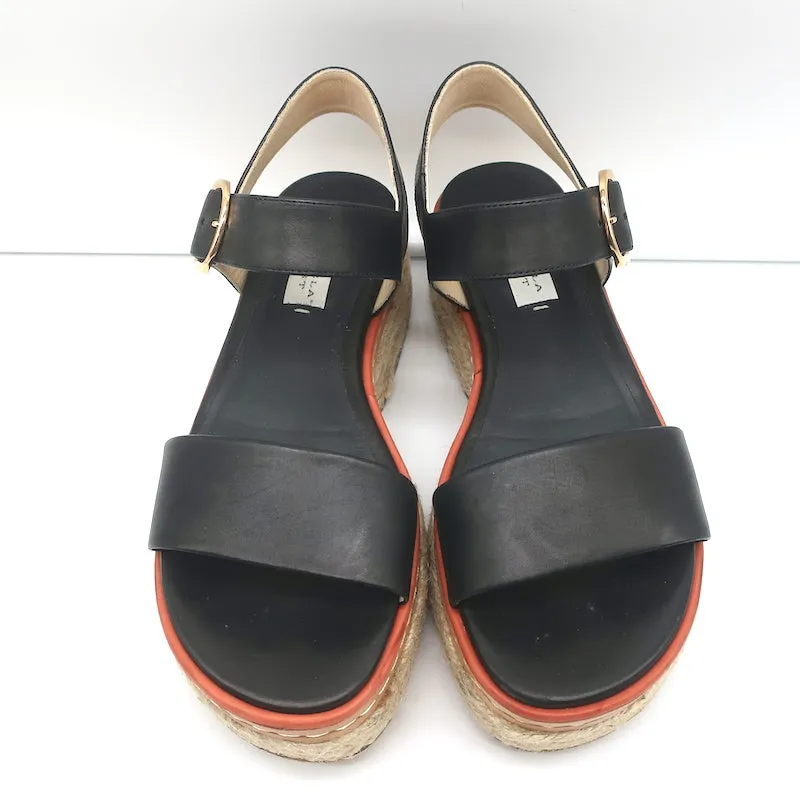 Gabriela Hearst Sandales Plateforme Espadrille en Cuir Noir Ryka Taille 36