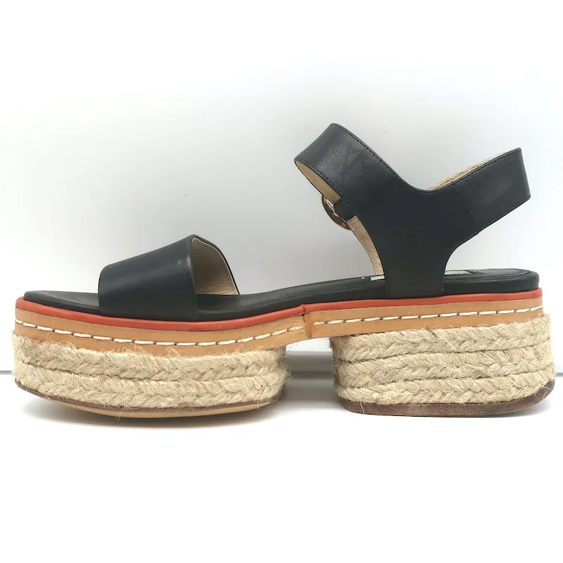 Gabriela Hearst Sandales Plateforme Espadrille en Cuir Noir Ryka Taille 36