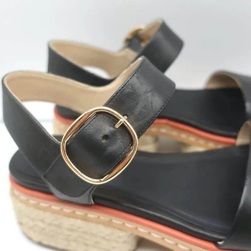 Gabriela Hearst Sandales Plateforme Espadrille en Cuir Noir Ryka Taille 36