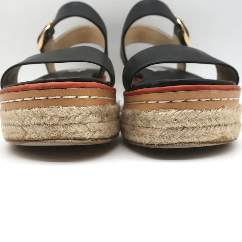 Gabriela Hearst Sandales Plateforme Espadrille en Cuir Noir Ryka Taille 36