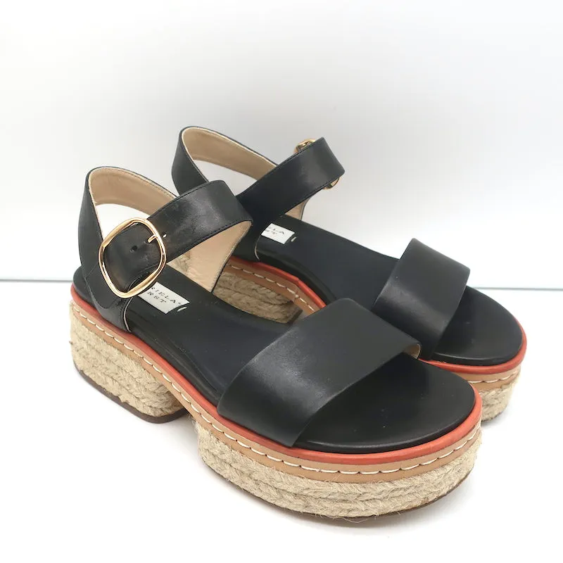 Gabriela Hearst Sandales Plateforme Espadrille en Cuir Noir Ryka Taille 36