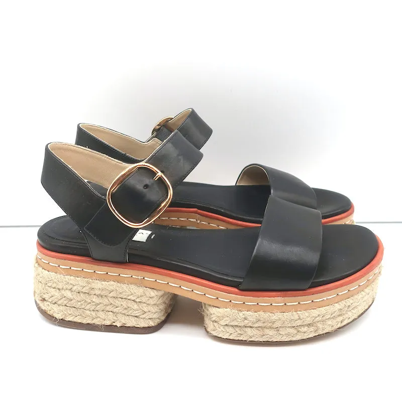 Gabriela Hearst Sandales Plateforme Espadrille en Cuir Noir Ryka Taille 36