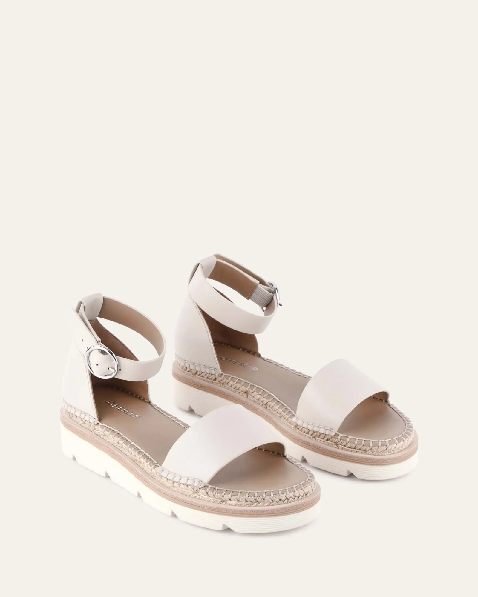 SANDALES PLATES IVY EN CUIR BLANC CASSÉ