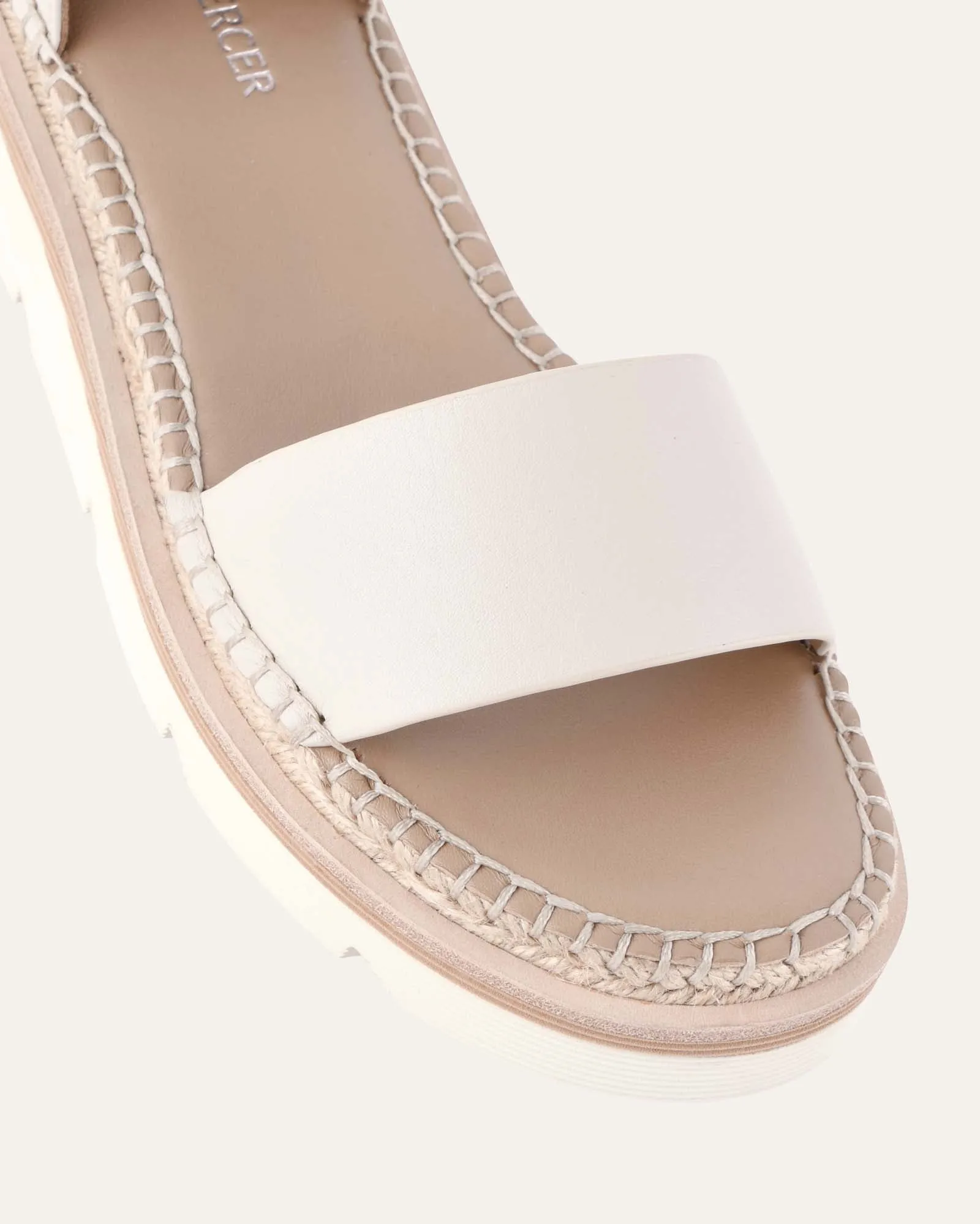 SANDALES PLATES IVY EN CUIR BLANC CASSÉ