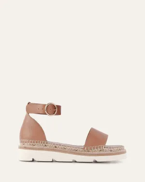 SANDALES PLATES IVY EN CUIR TAN