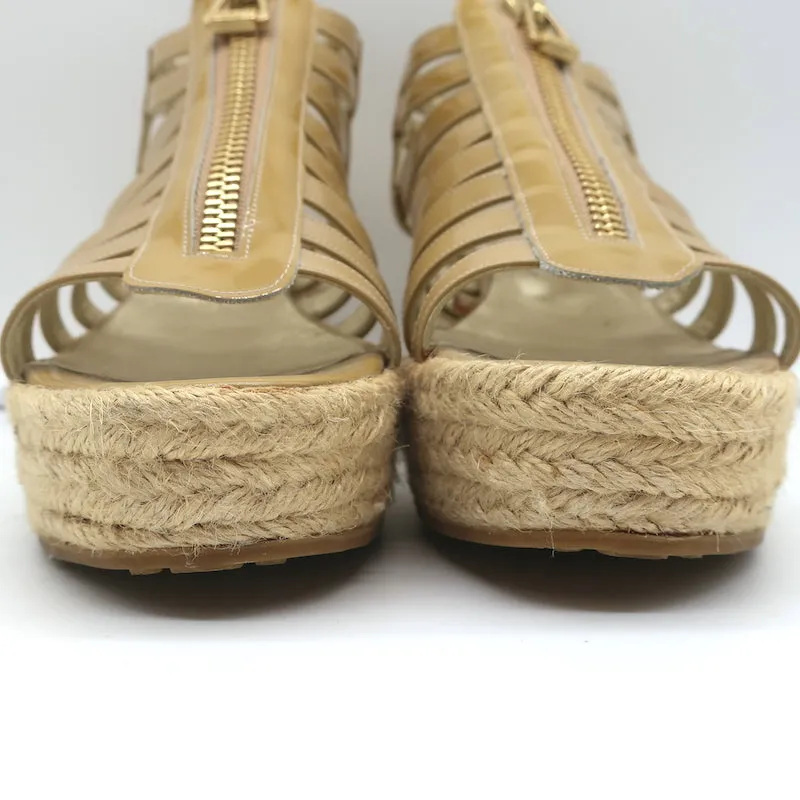 Jimmy Choo Palermo Espadrilles à Wedge avec Fermeture Éclair en Cuir Patenté Nu Taille 39