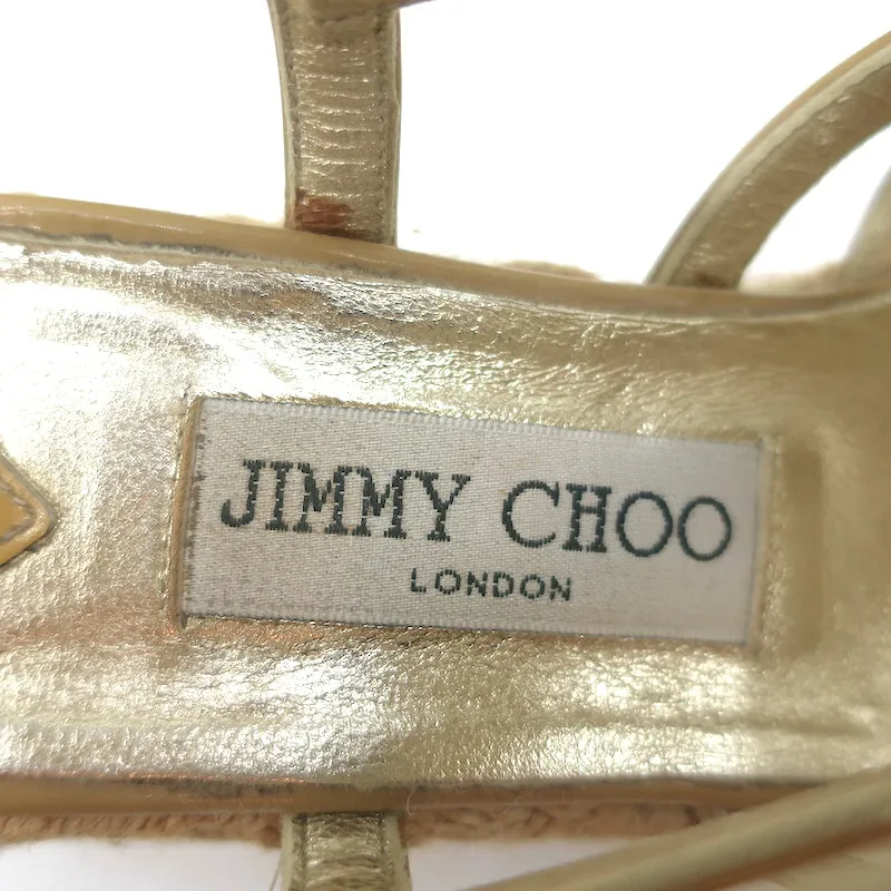 Jimmy Choo Palermo Espadrilles à Wedge avec Fermeture Éclair en Cuir Patenté Nu Taille 39
