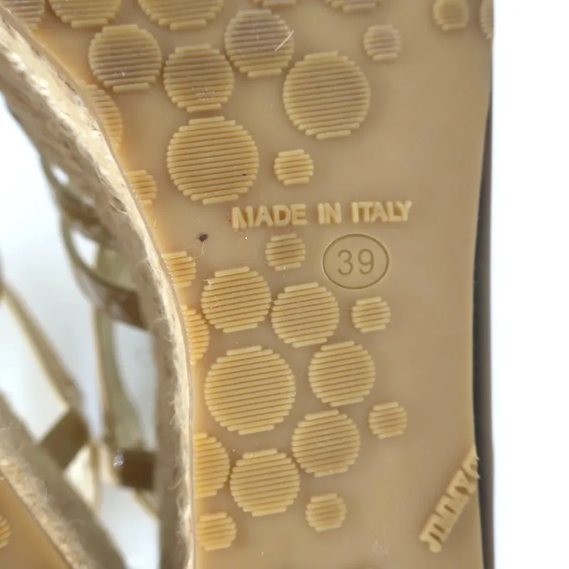 Jimmy Choo Palermo Espadrilles à Wedge avec Fermeture Éclair en Cuir Patenté Nu Taille 39