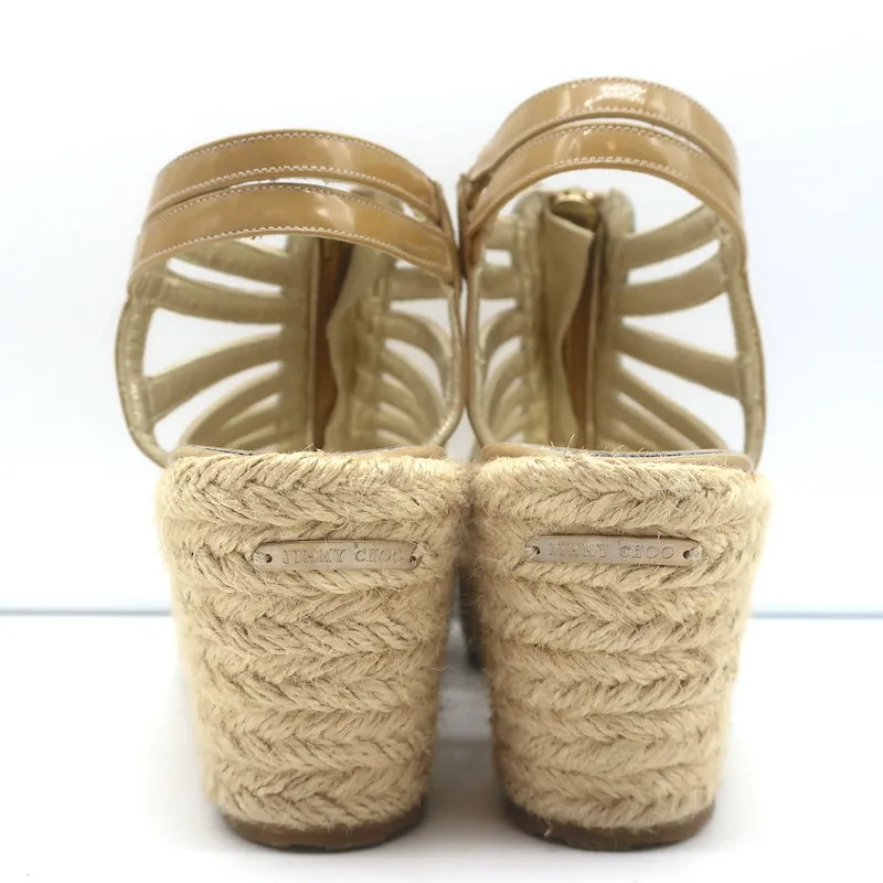 Jimmy Choo Palermo Espadrilles à Wedge avec Fermeture Éclair en Cuir Patenté Nu Taille 39