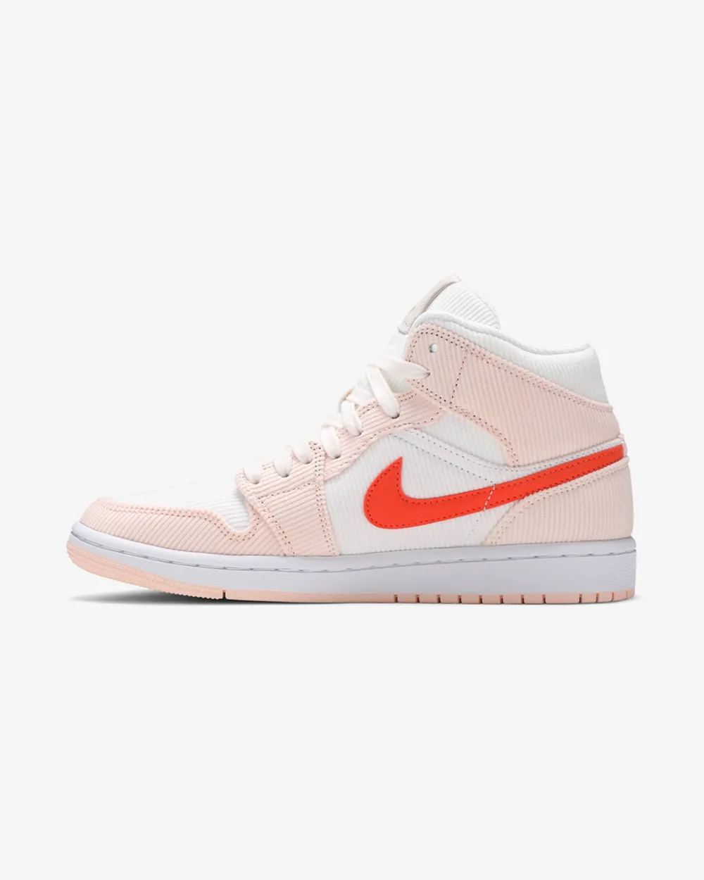 NIKE AIR JORDAN1 MID SAIL ORANGE QUARTZ VELOURS CÔTELÉ