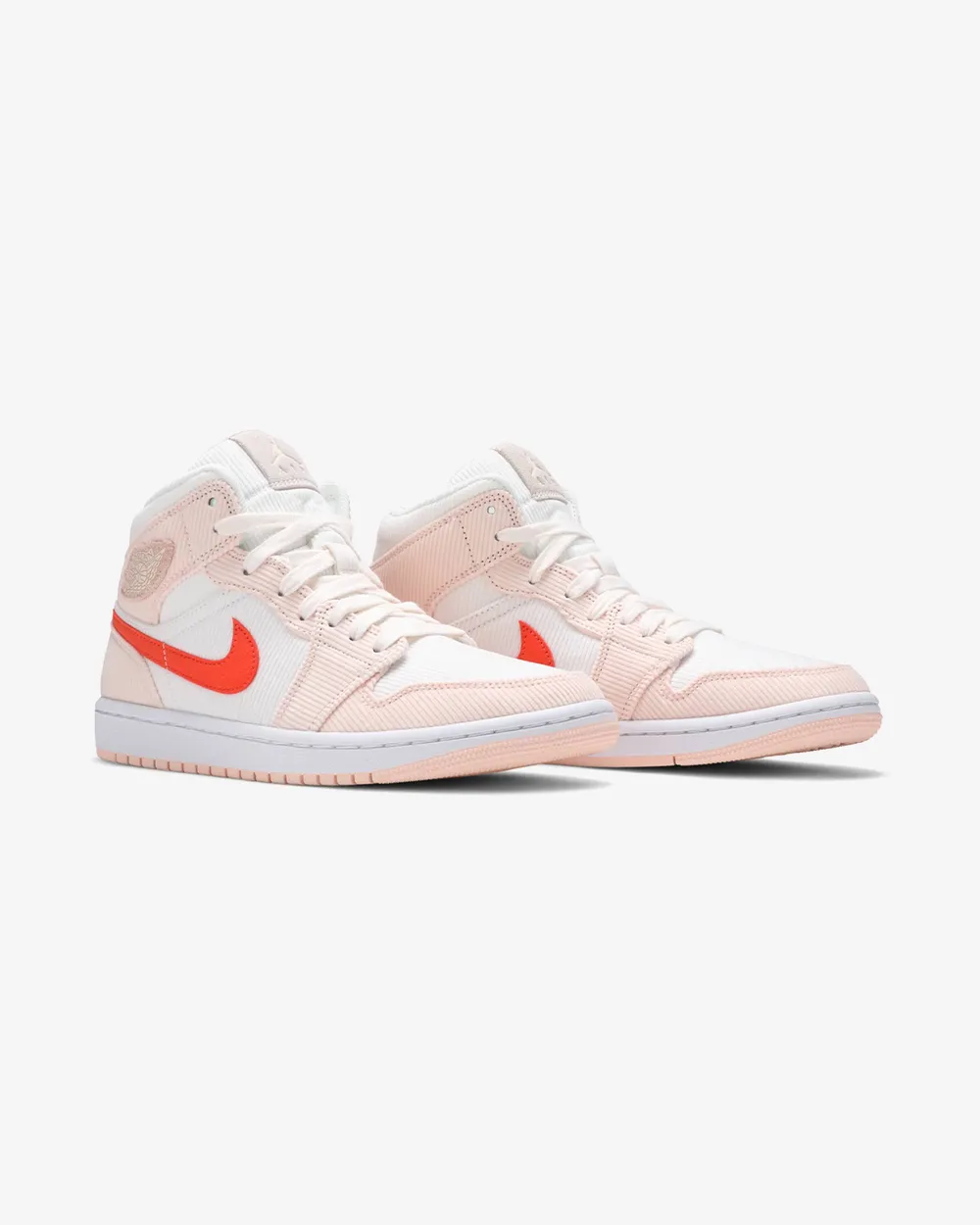 NIKE AIR JORDAN1 MID SAIL ORANGE QUARTZ VELOURS CÔTELÉ