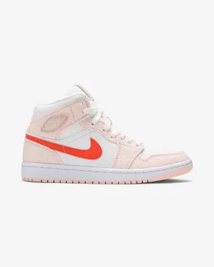 NIKE AIR JORDAN1 MID SAIL ORANGE QUARTZ VELOURS CÔTELÉ