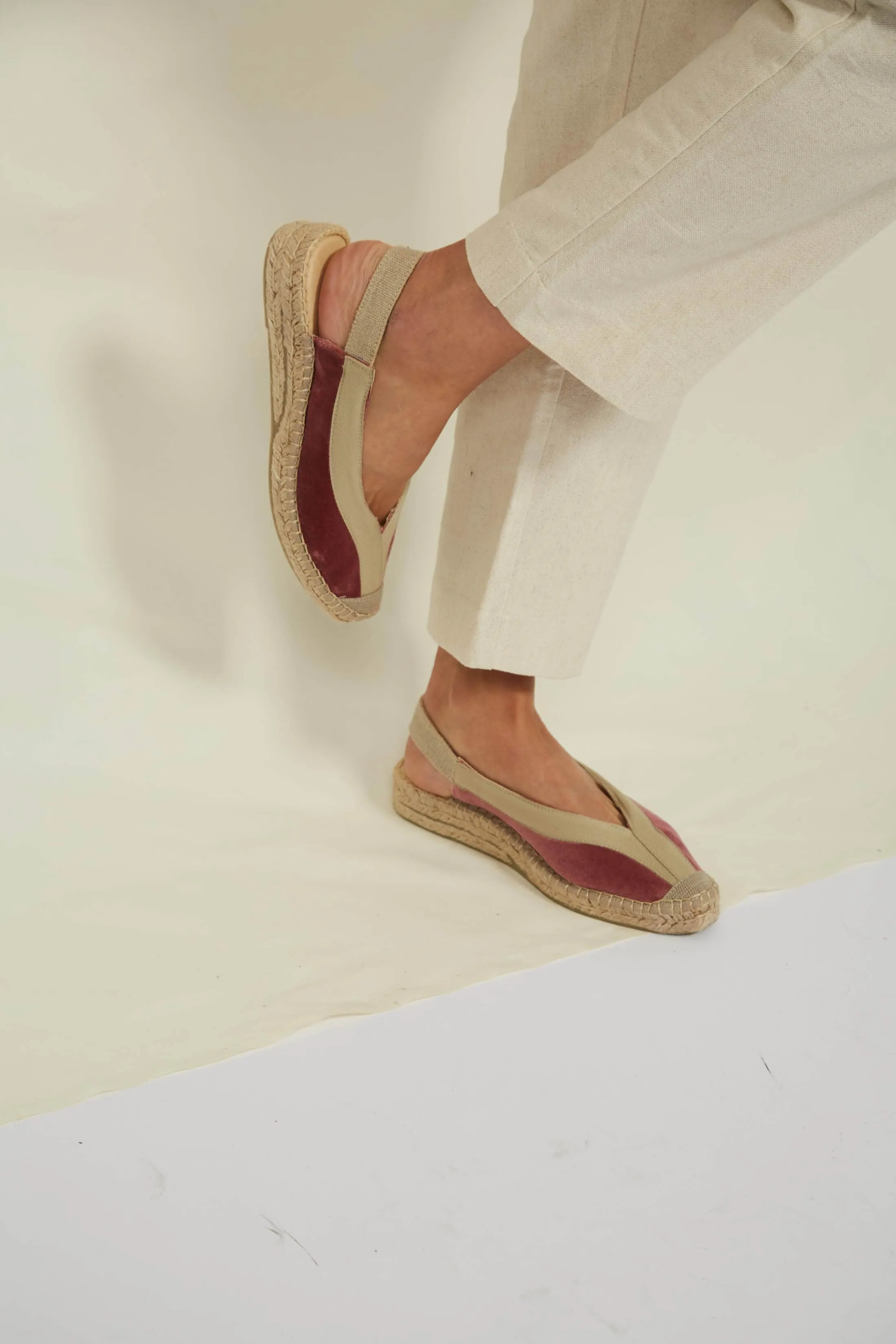 Sandales Espadrilles Vegan à Talon Velours Pedraza | Rose