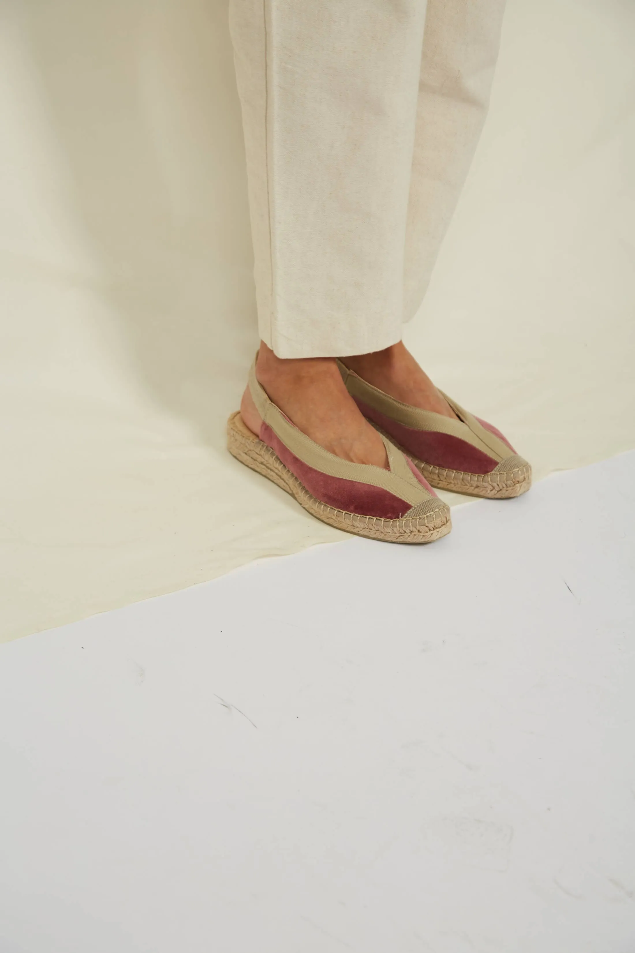 Sandales Espadrilles Vegan à Talon Velours Pedraza | Rose