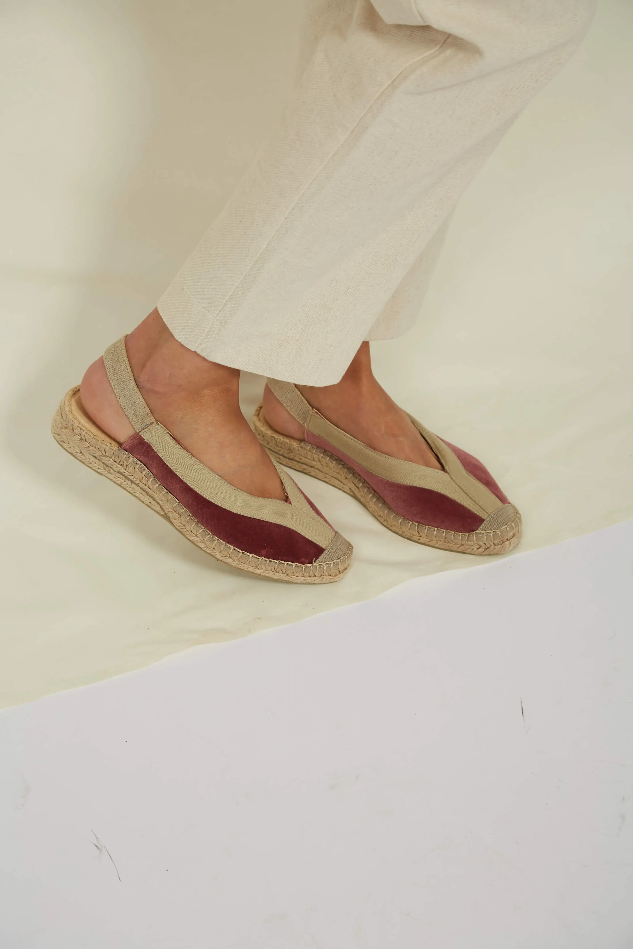 Sandales Espadrilles Vegan à Talon Velours Pedraza | Rose
