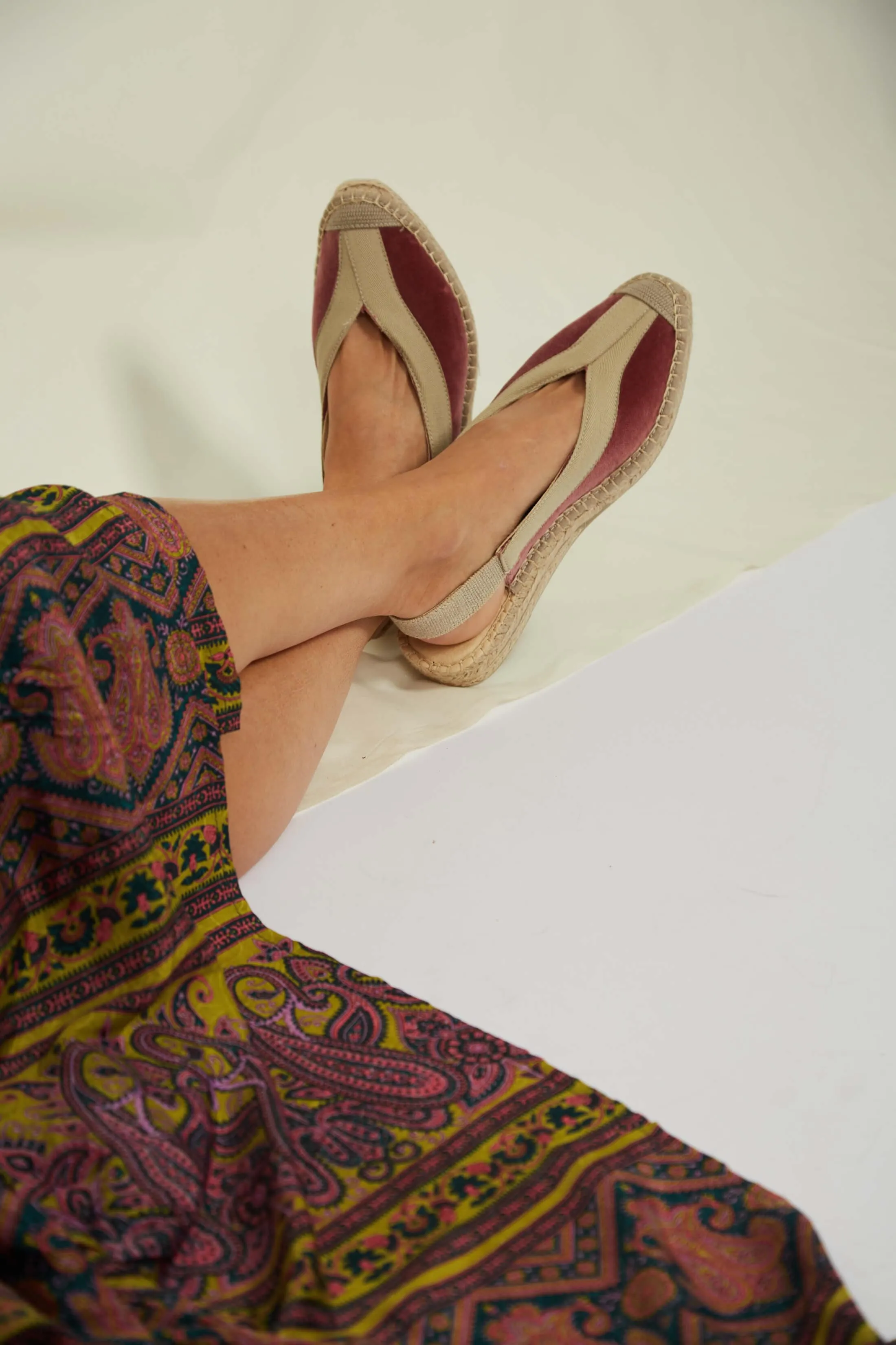 Sandales Espadrilles Vegan à Talon Velours Pedraza | Rose